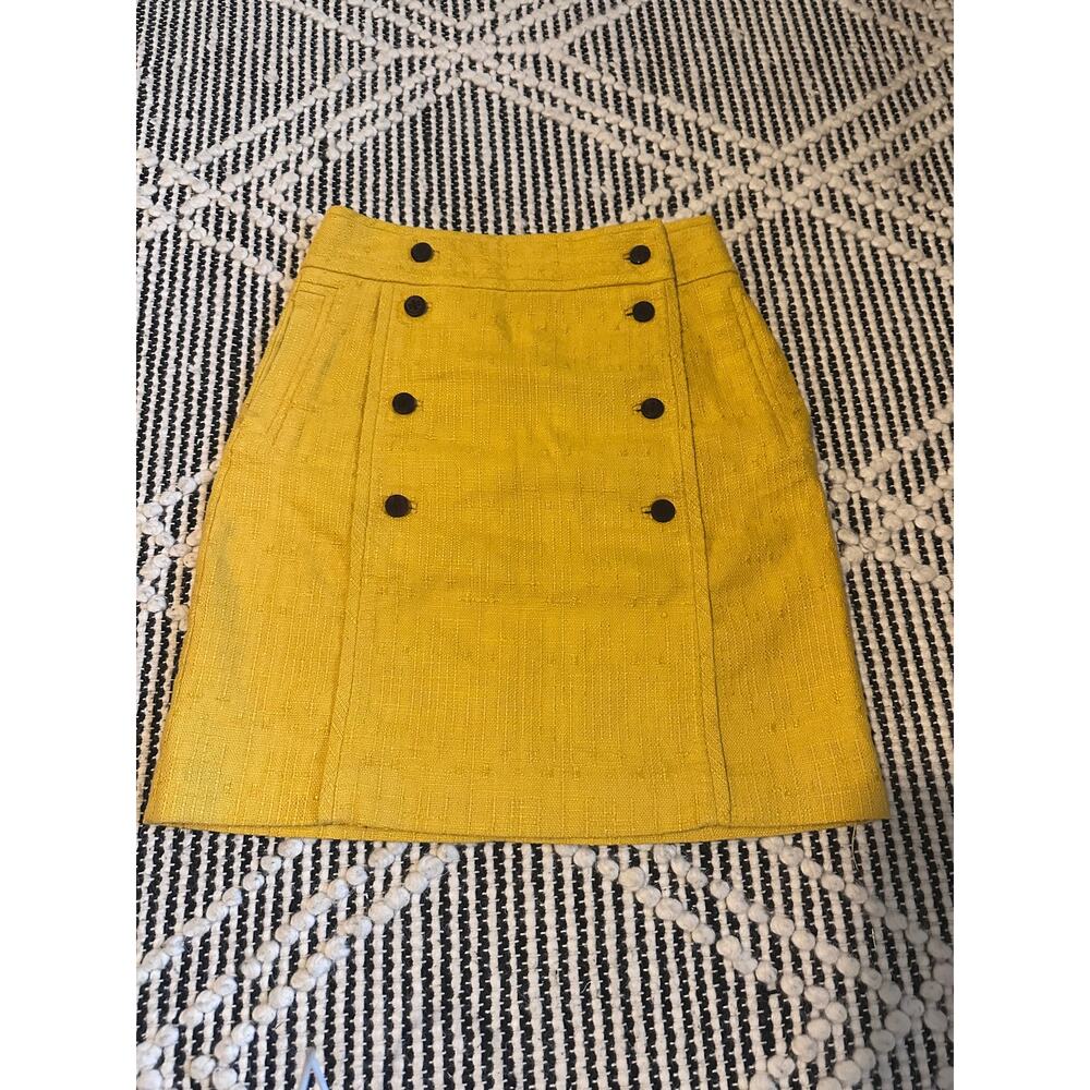 Tory Burch Yellow Tweed Buttoned Skirt - Size 2